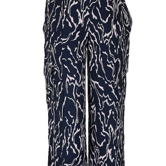 ATHLETA Vienna Cargo Pants Printed in Navy & Orchid Pink Lightweight - Picture 12 of 12